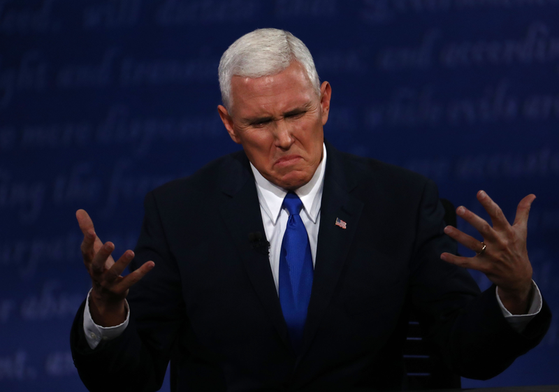 Republican vice presidential nominee Mike Pence speaks during the vice presidential debate at Longwood University in Farmville, Va., on Oct. 4, 2016.